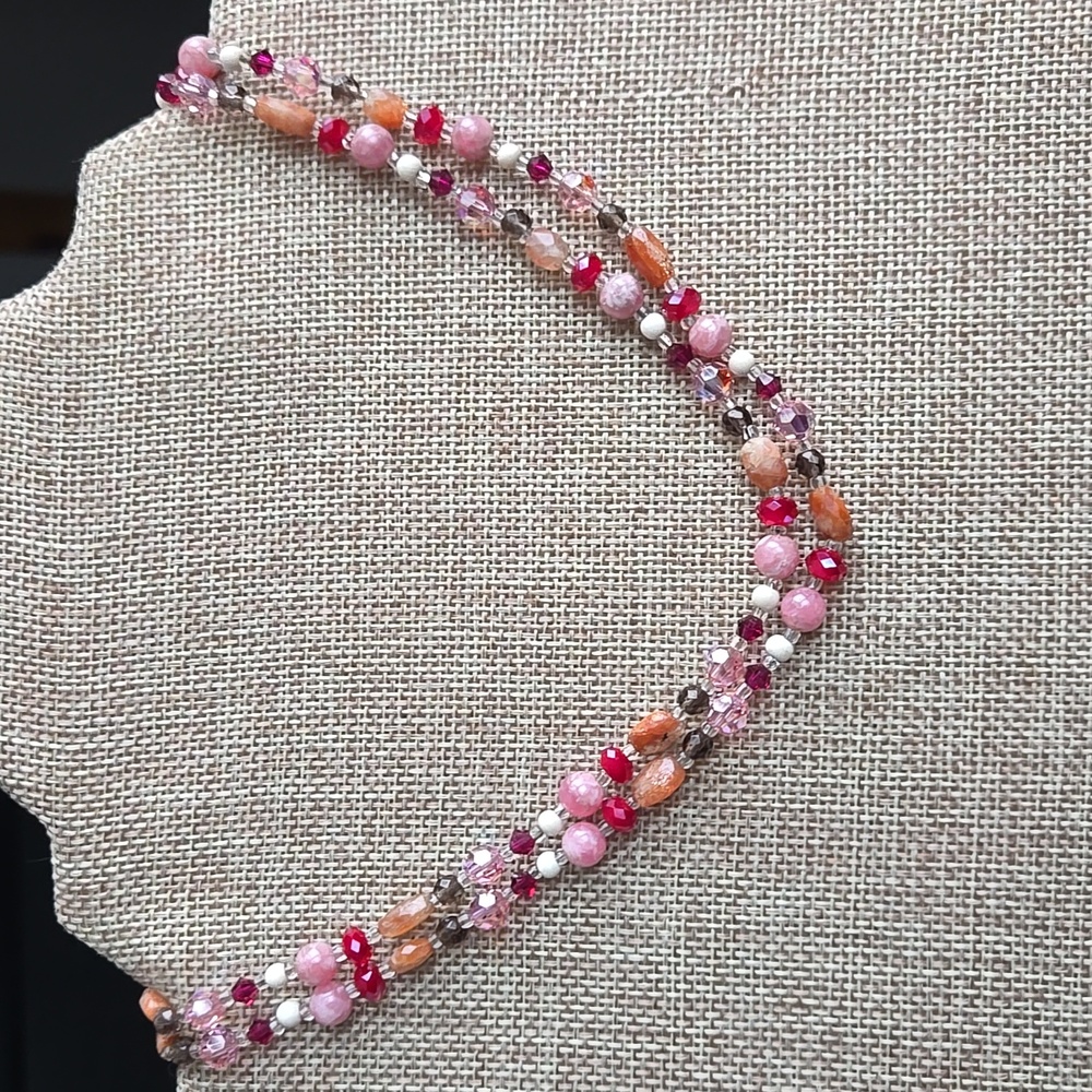 Gemstone Double Strand Beaded Vintage Necklace